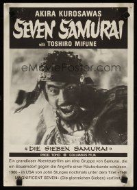 7w076 SEVEN SAMURAI Swiss '60s Akira Kurosawa's Shichinin No Samurai, Toshiro Mifune!