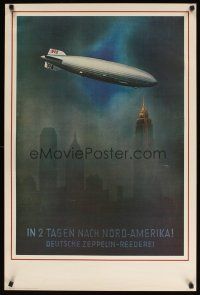 7x748 IN 2 TAGEN NACH NORD-AMERIKA! commercial poster '76 cool Wiertz artwork of blimp!