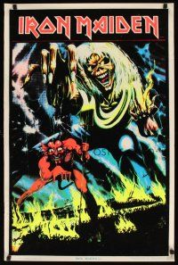 7x765 IRON MAIDEN felt blacklight commercial poster '83 Number of the Beast, Riggs art of Eddie!