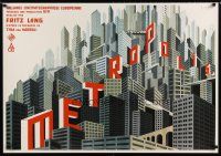 7x694 METROPOLIS German commercial poster '07 Fritz Lang, different art by Boris Bilinsky!
