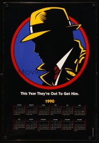 7x496 DICK TRACY calendar '90 art of Warren Beatty as Chester Gould's classic detective!