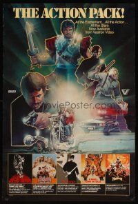 7x629 ACTION PACK video poster '83 cool BS artwork of action stars, Devane, Lee Marvin & more!