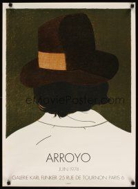 7x282 ARROYO 22x30 French art exhibition '74 Eduardo Arroyo artwork of man in hat!
