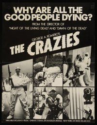 7x491 CRAZIES special 17x22 '73 George Romero, great images of creepy hooded men in gas masks!