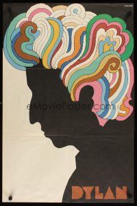 7x318 DYLAN record album insert poster '67 colorful silhouette art of Bob by Milton Glaser!
