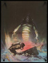 7x381 FRANK FRAZETTA 17x23 art print '70s fantasy art of diver, treasure & sea monster!