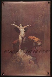 7x379 FRANK FRAZETTA 15x23 art print '79 art of nearly nude woman w/sabertooth cat, Huntress!