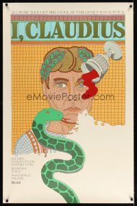7x336 I, CLAUDIUS tv poster '76 cool Chwast artwork of Derek Jacobi in the title role!