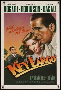 7x653 KEY LARGO video poster R88 Humphrey Bogart, Lauren Bacall, Edward G. Robinson, Huston noir!