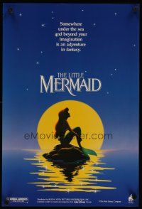 7x535 LITTLE MERMAID special 18x26 '89 Ariel in moonlight, Disney underwater cartoon!
