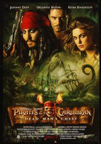 7x559 PIRATES OF THE CARIBBEAN: DEAD MAN'S CHEST 2-sided special 19x27 '06 Depp, Bloom, Knightley!