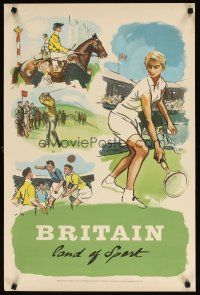 7x182 BRITAIN LAND OF SPORT English travel poster '55 cool artwork of sporting events & people!