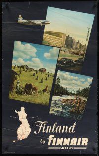 7x188 FINNAIR FINLAND Finnish travel poster '50s cool images of Finnish sites & attractions!
