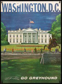 7x086 GREYHOUND WASHINGTON D.C. travel poster '60s art of The White House by Goodwin!