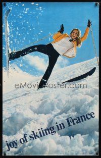 7x206 JOY OF SKIING IN FRANCE French travel poster '70s great image of pretty skier on slope!