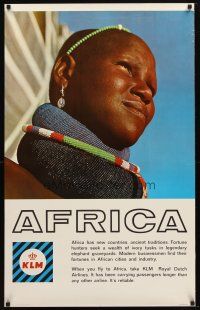 7x166 KLM AFRICA Dutch travel poster '60s cool close-up portrait of native!