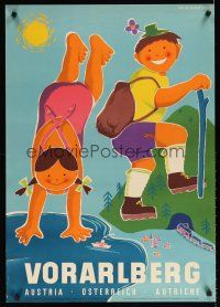 7x160 VORARLBERG Austrian travel poster '50s cool art of people enjoying the outdoors!