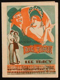 7y014 BIG TIME herald '29 Lee Tracy & Mae Clarke in a movie about making movies!