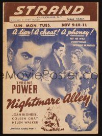 7y074 STRAND THEATRE herald '47 Tyrone Power in Nightmare Alley, Linda Darnell in Forever Amber!