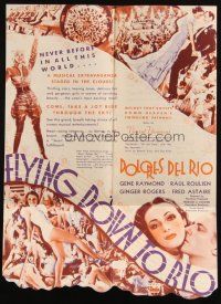 7y002 FLYING DOWN TO RIO die-cut herald '33 Dolores Del Rio, Ginger Rogers & Fred Astaire!