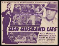 7y038 HER HUSBAND LIES herald '37 Ricardo Cortez & Tom Brown with pro poker players in big game!