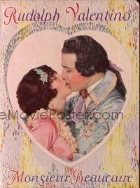 7y050 MONSIEUR BEAUCAIRE herald '24 romantic close up of Rudolph Valentino & Bebe Daniels!