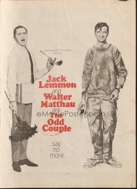 7y053 ODD COUPLE herald '68 art of best friends Walter Matthau & Jack Lemmon by Robert McGinnis!