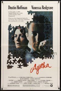 7z017 AGATHA 1sh '79 cool puzzle art of Dustin Hoffman & Vanessa Redgrave as Christie!