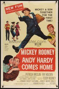 7z031 ANDY HARDY COMES HOME 1sh '58 Mickey Rooney & his son Teddy together for the first time!