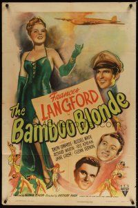 7z055 BAMBOO BLONDE style A 1sh '46 art of super sexy elegant Frances Langford & WWII bomber!