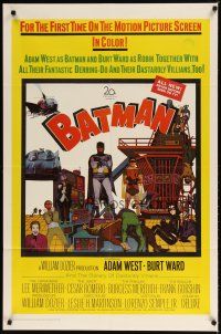 7z059 BATMAN 1sh '66 DC Comics, great cartoon art of Adam West & Burt Ward w/villains!