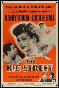 7z073 BIG STREET style A 1sh R55 Henry Fonda, pretty Lucille Ball's best friend is a dollar!