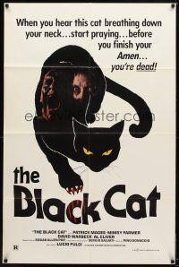 7z075 BLACK CAT 1sh '84 Lucio Fulci's Il Gatto Nero, cool feline horror art!