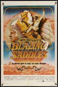 7z078 BLAZING SADDLES 1sh '74 classic Mel Brooks western, art of Cleavon Little by Alvin!