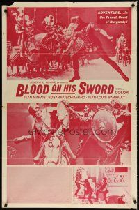 7z081 BLOOD ON HIS SWORD 1sh '61 Jean-Louis Barrault, Jean Marais & Maria Schiaffino!