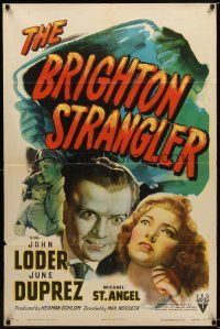 7z102 BRIGHTON STRANGLER style A 1sh '44 art of John Loder, June Duprez & the killer's hands!