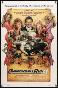 7z115 CANNONBALL RUN II 1sh '84 great Drew Struzan art of Burt Reynolds, Dean Martin & sexy girls!