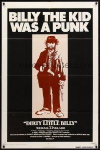 7z180 DIRTY LITTLE BILLY 1sh '72 cool art of Michael J. Pollard as Billy the Kid!