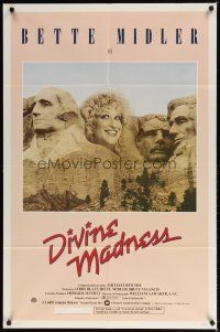 7z182 DIVINE MADNESS style A 1sh '80 wacky image of Bette Midler as part of Mt. Rushmore!