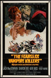 7z238 FEARLESS VAMPIRE KILLERS style B 1sh 1967 great Frank Frazetta art, plus Tate attacked!