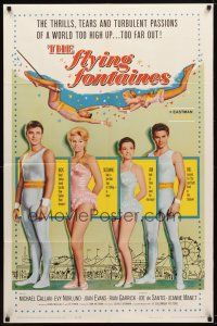7z254 FLYING FONTAINES 1sh '59 Michael Callan, full-length image of the circus trapeze family!