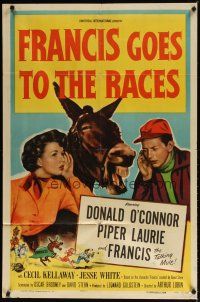 7z266 FRANCIS GOES TO THE RACES 1sh '51 Donald O'Connor & talking mule, horse racing!