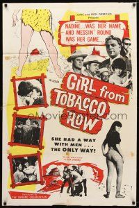 7z291 GIRL FROM TOBACCO ROW red title style 1sh '66 sexy Rachel Romen, Tex Ritter!