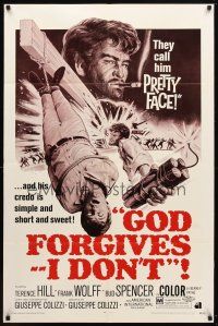 7z297 GOD FORGIVES I DON'T 1sh '69 cool art of gunslinger Terence Hill with dynamite!