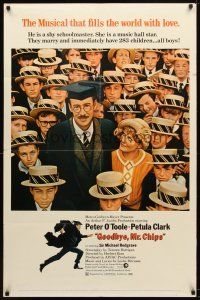 7z311 GOODBYE MR. CHIPS 1sh '69 great image of Petula Clark & Peter O'Toole with students!