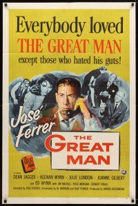7z318 GREAT MAN style A 1sh '57 Jose Ferrer exposes a great fake, with help from Julie London!