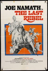 7z436 LAST REBEL 1sh '71 cool art of Joe Namath, Woody Strode, Jack Elam!