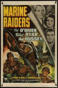 7z485 MARINE RAIDERS style A 1sh '44 artwork of Pat O'Brien & Robert Ryan with rifles & bayonets!