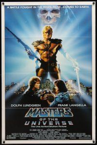 7z494 MASTERS OF THE UNIVERSE 1sh '87 great image of Dolph Lundgren as He-Man!