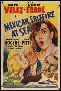7z502 MEXICAN SPITFIRE AT SEA style A 1sh '42 artwork of Lupe Velez, Buddy Rogers, Zasu Pitts